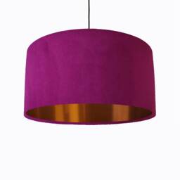 Plum Purple Lampshade in Velvet With Copper Lining - thumbnail 3