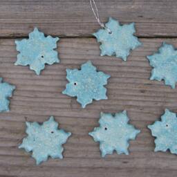 Blue Elegant Handmade Ceramic Snowflake/star On The Christmas Tree, Ornaments, Blue Snowflake Pendant, Gift Decor - thumbnail 2