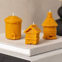 Honeycomb Beeswax Candle Handcrafted Bee Palace, Natural Honey Scent - thumbnail 2