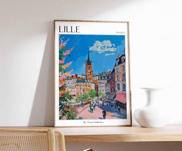 Lille France Travel Poster Grand Place City Print - image 1