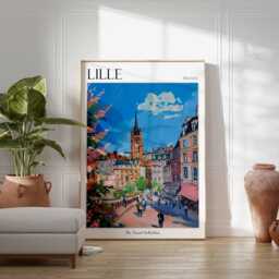 Lille France Travel Poster Grand Place City Print - thumbnail 2