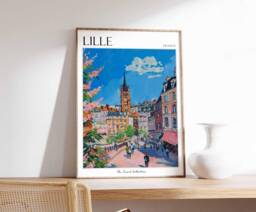 Lille France Travel Poster Grand Place City Print - thumbnail 1