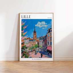 Lille France Travel Poster Grand Place City Print - thumbnail 3