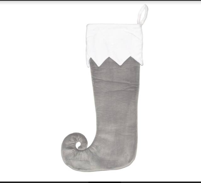 Personalised Grey Elf Toe Christmas Stocking Embroidered Name Festive Fireplace Decor For Cosy Homes - image 1