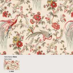 Olana Color Petal Bird Phoenix Floral Flower Cotton Curtain, Valance Pleated, Lined Drapery Panel Offered As Upgrades - thumbnail 1