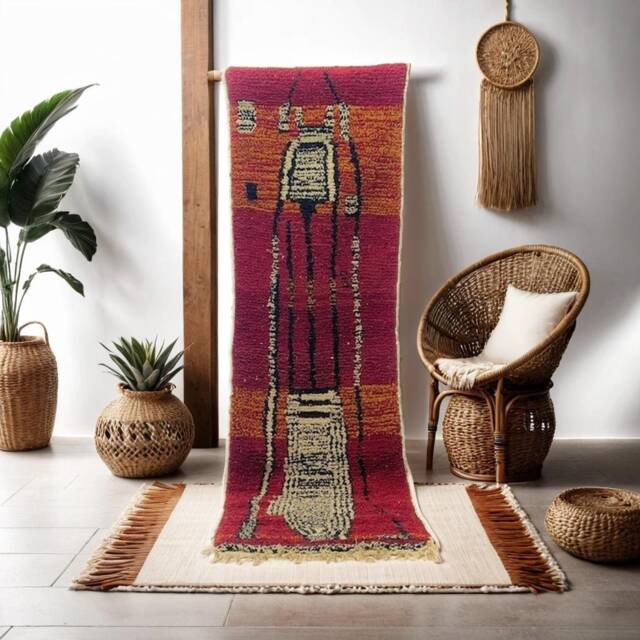 Handmade Moroccan Wool Runner Rug Abstract Berber Hallway Rug - image 1