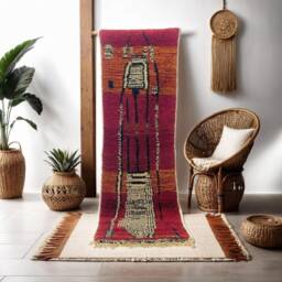 Handmade Moroccan Wool Runner Rug Abstract Berber Hallway Rug - thumbnail 1