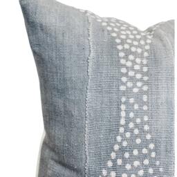 Farmhouse Pillow, Blue Grey African Mudcloth Pillow With White Dots, Cover 20x20- Throw Cover - thumbnail 2