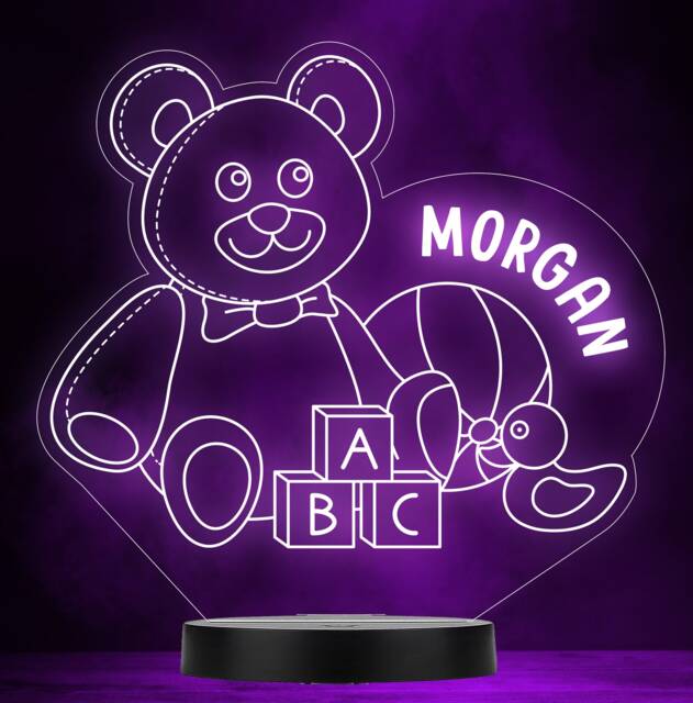 Teddy Bear Toy Baby Child Personalised Gift Colour Change Led Lamp Night Light - image 1