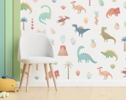 Dinosaur Wall Decals - Removable, Reusable Stickers Nursery Decor, Kids Room Watercolor Art - thumbnail 1