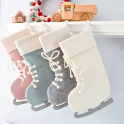 Felt White Ice Skate Christmas Stocking, Holiday Stocking - thumbnail 2