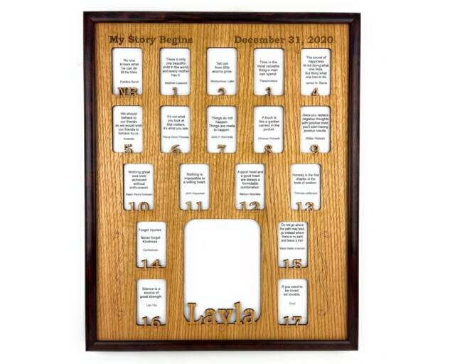 16x20 School Years Picture Frame Personalized With Name Dark Frame, Birth Thru 12Th Grade - Holds 2x3 & 5x7 Pictures To Graduation - image 1