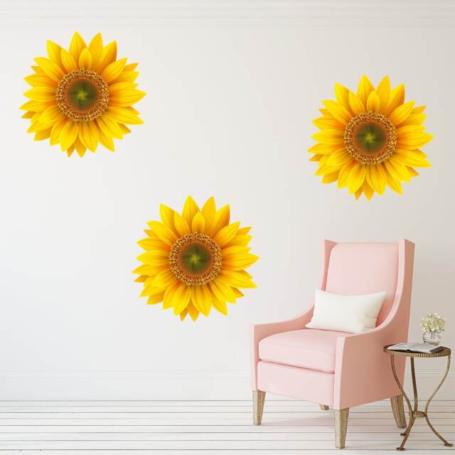 Sunflower Wall Decal Nursery Art Floral Pattern Peel & Stick Vinyl Decor