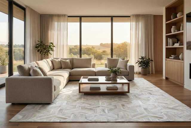 White Toto Patchwork Cowhide Rug - Handmade Leather Custom Sizes - image 1