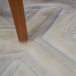 White Toto Patchwork Cowhide Rug - Handmade Leather Custom Sizes - thumbnail 4
