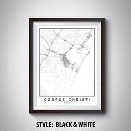 Corpus Christi Map Art Print Texas Travel Poster, Office Wall Decor - thumbnail 2