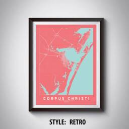 Corpus Christi Map Art Print Texas Travel Poster, Office Wall Decor - thumbnail 4
