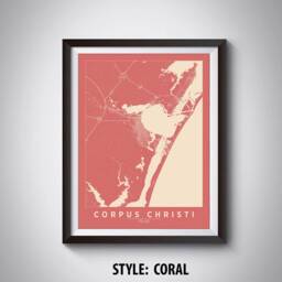 Corpus Christi Map Art Print Texas Travel Poster, Office Wall Decor - thumbnail 3
