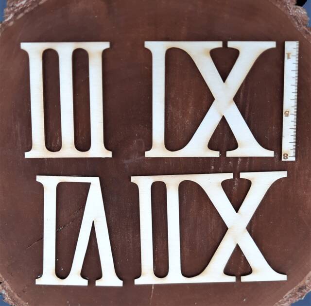 4 Large Roman Numerals 3 6 9 12 Wood 80 Mm Made Of For Making Clocks - image 1