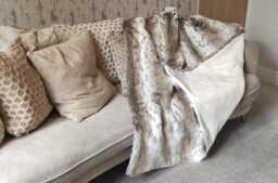 Handmade Beige Lynx Faux Fur Throw Cream Lining, Super Deluxe