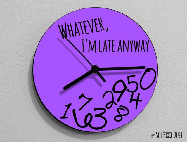 Whatever, I'm Late Anyway/Round Purple - Wall Clock - image 1