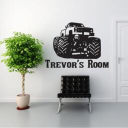 Custom Personalized Name & Monster Truck Wall Decal Sticker Decor 01 - thumbnail 1