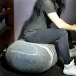 Felted Wool Stone Pillow Set, Pebble Pouf, Floor Cushion - thumbnail 4