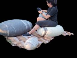 Felted Wool Stone Pillow Set, Pebble Pouf, Floor Cushion