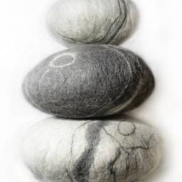 Felted Wool Stone Pillow Set, Pebble Pouf, Floor Cushion - thumbnail 3