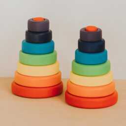 Wooden Rainbow Pyramid Stacking Toy, Rings, Teak Tower Of Rings Stacking, Gift For Kids, Educational Toys - thumbnail 2
