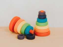 Wooden Rainbow Pyramid Stacking Toy, Rings, Teak Tower Of Rings Stacking, Gift For Kids, Educational Toys - thumbnail 1
