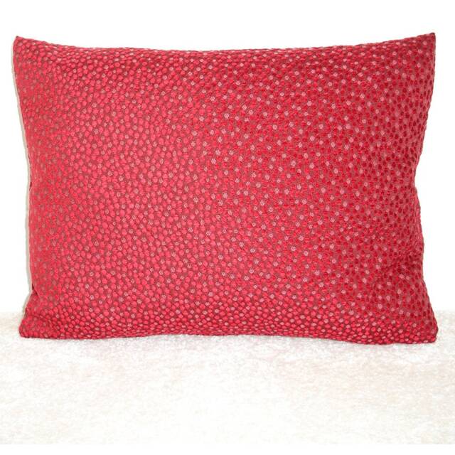 Red Chenille Cushion Cover Oblong Bolster Pillow Sham 12x16 12x20 16x24 Both Sides With Zip & Pink Spots - image 1