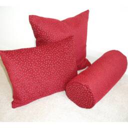 Red Chenille Cushion Cover Oblong Bolster Pillow Sham 12x16 12x20 16x24 Both Sides With Zip & Pink Spots - thumbnail 3
