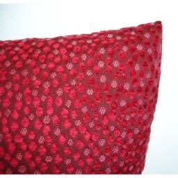 Red Chenille Cushion Cover Oblong Bolster Pillow Sham 12x16 12x20 16x24 Both Sides With Zip & Pink Spots - thumbnail 2