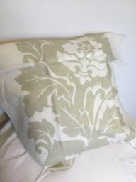 Margate Damask Print in Linen-This Listing Is For One Pillow - thumbnail 1