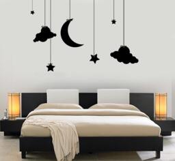 Wall Vinyl Decal Romantic Bedroom Moon Stars Cloud Night Kids Decor Mural Art 1480Dz - thumbnail 1