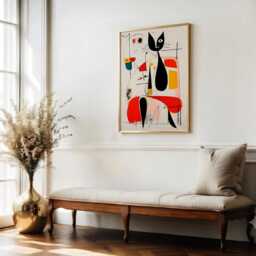 Mir?? Woman With Cat Print. Abstract Home Wall Art Decor - thumbnail 2