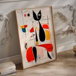 Mir?? Woman With Cat Print. Abstract Home Wall Art Decor - thumbnail 3