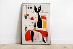 Mir?? Woman With Cat Print. Abstract Home Wall Art Decor - thumbnail 1