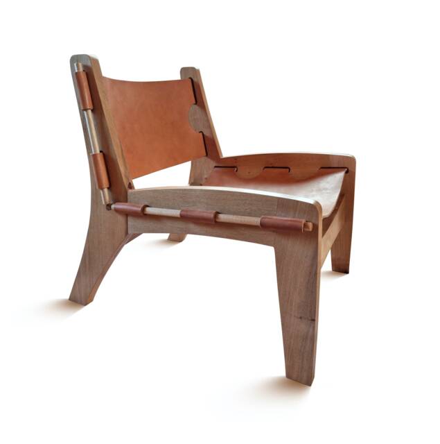 Quilpo Easy Chair Low Profile Solid Wood & Leather Lounge Chair Handcrafted in Argentina - image 1