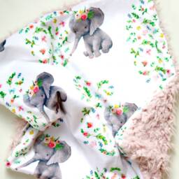 Dream Lovie. Security Blanket. Personalized Lovey. Faux Fur Floral Crown Elephant. Mini Baby Minky Shower Gift - thumbnail 4