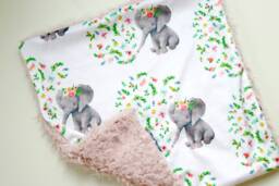 Dream Lovie. Security Blanket. Personalized Lovey. Faux Fur Floral Crown Elephant. Mini Baby Minky Shower Gift - thumbnail 1