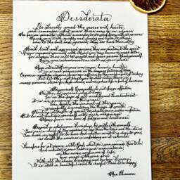 Handwritten Desiderata, Desiderata Poster, Large Print, Poem, Max Ehrmann, Motivational Poem - thumbnail 2