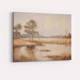 Soft Autumn Wetland Trees Landscape Canvas Wall Art Print Decor Picture Ready To Hang - thumbnail 4