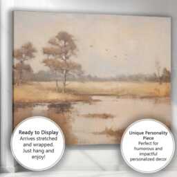 Soft Autumn Wetland Trees Landscape Canvas Wall Art Print Decor Picture Ready To Hang - thumbnail 3