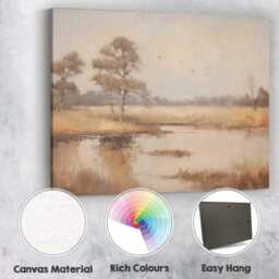 Soft Autumn Wetland Trees Landscape Canvas Wall Art Print Decor Picture Ready To Hang - thumbnail 2