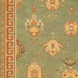 Hand Knotted Wool Oushak Style Rug, Sage Green Grey Area Living Room Decor - thumbnail 3