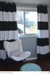Custom Black & White Striped Curtains, Stripes, Color Blocked, Nursery Home Decor - thumbnail 3