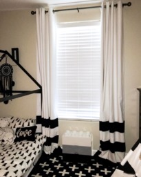 Custom Black & White Striped Curtains, Stripes, Color Blocked, Nursery Home Decor - thumbnail 1