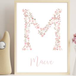Personalised Baby Gift - Print For New Floral Initial Flower Name Nursery - thumbnail 2